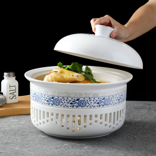 纯白汤碗带盖子加热保温酒店餐具明炉私房菜佛跳墙炖菜酸菜鱼盆商