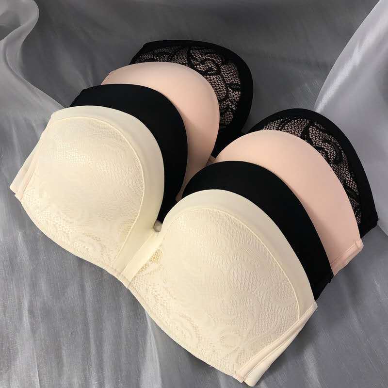 日本品质无肩带隐形文胸聚拢防滑无带内衣女薄款抹胸式裹胸上托胸