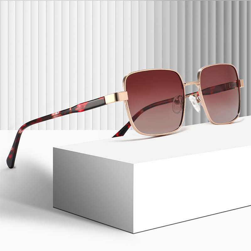 日本品质TAC偏光太阳镜女 金属方框时尚百搭开车防晒板材脚男墨镜