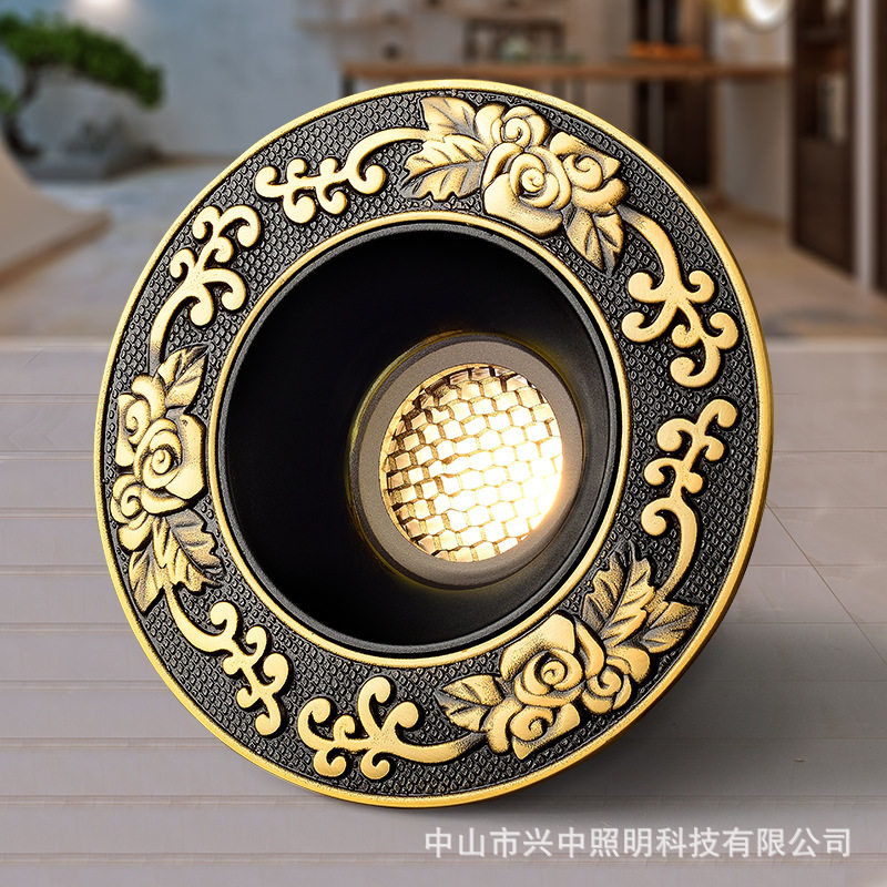欧式全铜防眩射灯嵌入式led客厅天花灯美式卧室玄关走廊过道孔灯
