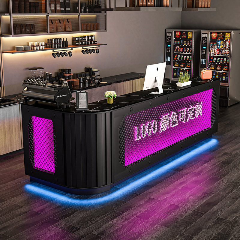 工业风创意酒吧清吧收银台转角商用餐厅前台铁艺复古音乐接待吧台