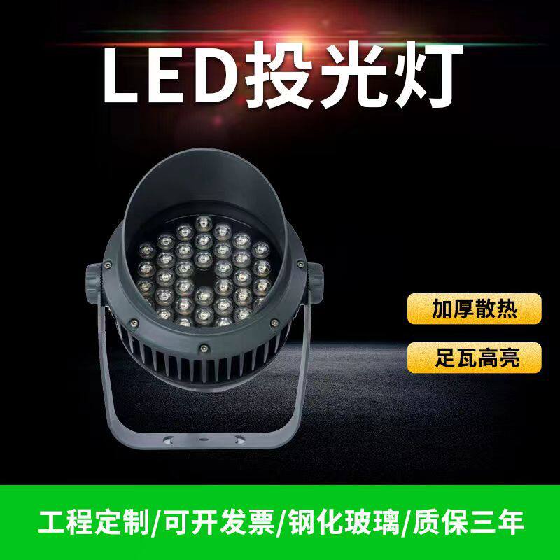 LED圆形投射灯100W户外防水彩色投光灯插地照树灯园林景观射树灯