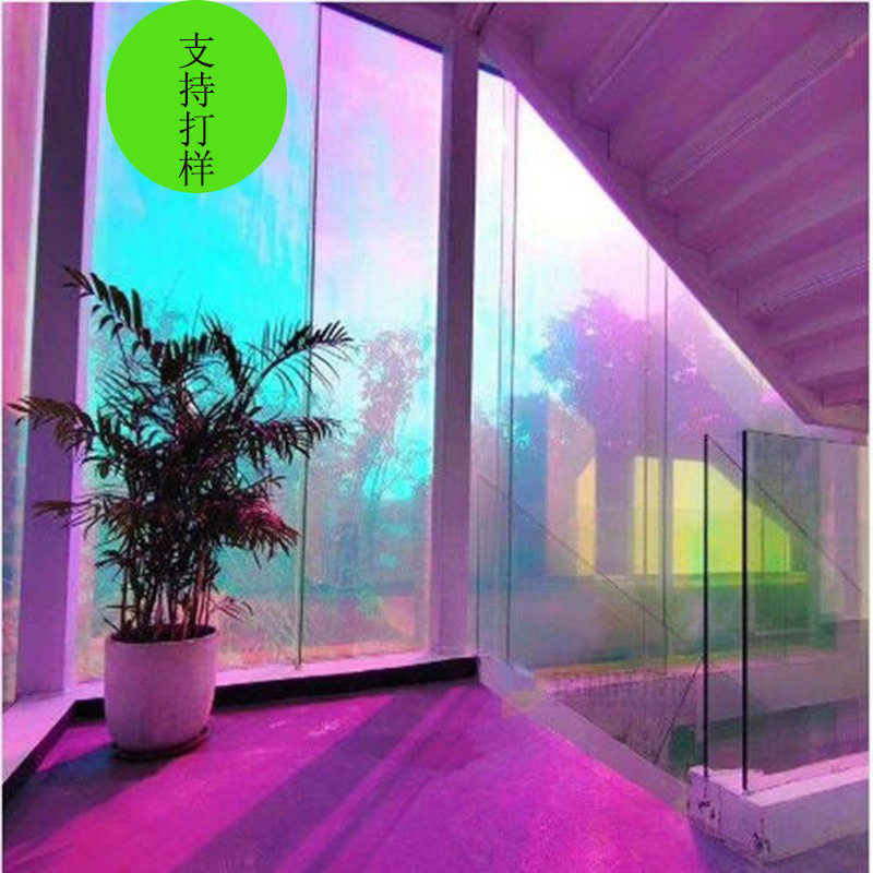 双层超白夹胶彩色炫彩渐变淋浴房酒店工程景区隔断艺术钢化玻璃