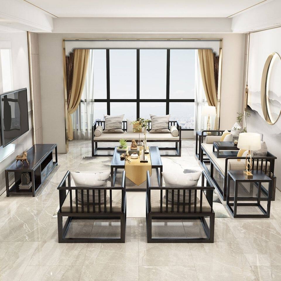 新中式沙发现代简约实木沙发组合小户型轻奢样板房客厅全屋家具