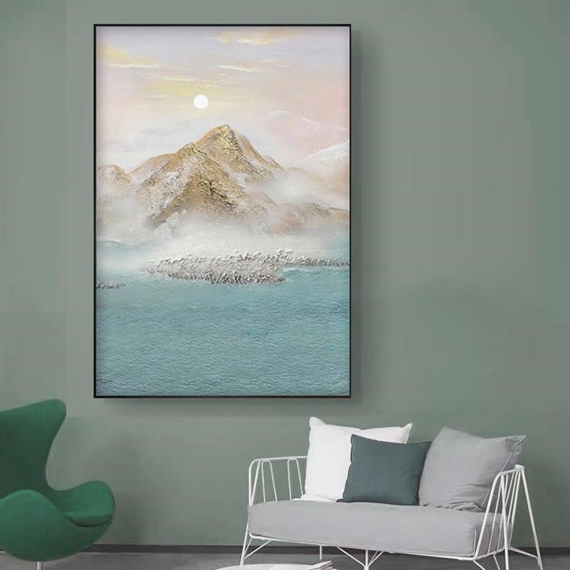 网红手绘墙油厅画入照金山日沙发背景G挂画抽象过道玄户关装饰客