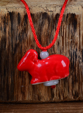 十二生肖陶瓷项链饰品p 小众设计冷淡风吊坠简约个性小红色马配饰