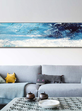 1-3720拼色主义现代简约抽象油E画装饰画挂画蓝色壁画过道艺术画