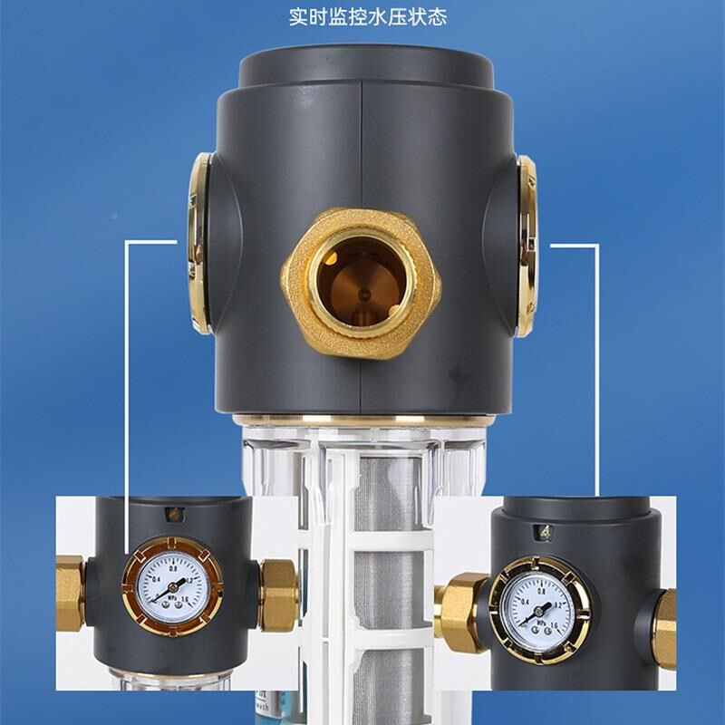 双表自动旋c家28转刮洗置过冲滤器反洗中前央净水纯铜用大流量净