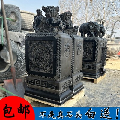 爆款石雕门墩抱鼓石一对青石仿古小象貔I貅麒麟门鼓石门当石鼓家