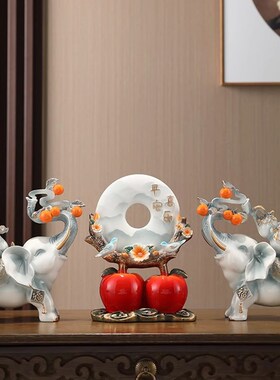 事事如意招财大象摆件一对吉象创B意玄关家居酒柜装饰品客厅电视