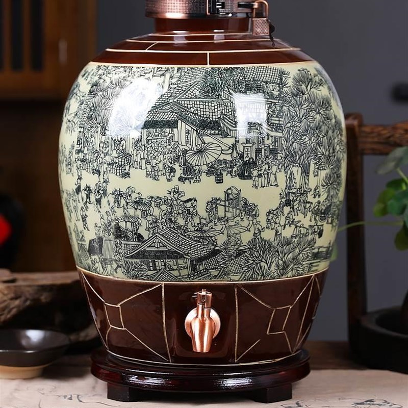 景德镇陶瓷酒坛子酿酒缸10斤20斤30斤50斤仿古酒瓶T家用密封酒壶8