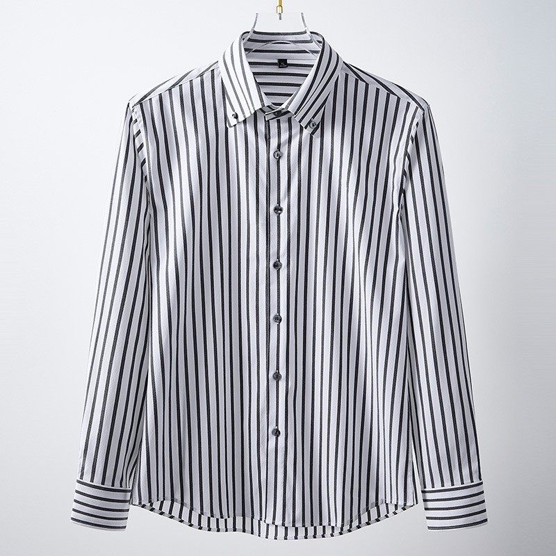 蓝条纹衬衫男装长袖商务休闲寸衫正装2025春季新款青年男士衬ZZ78,男装,Polo衫,淘宝优惠券,粉丝福利购,淘宝优惠卷
