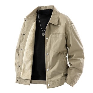 秋冬新款 肌理感休闲上衣休闲百搭EC98 加绒加厚翻领外套夹克衫