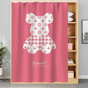 衣柜遮挡帘柜子橱柜门帘r免打孔鞋柜布帘子滑轨柜帘防尘帘衣橱挂