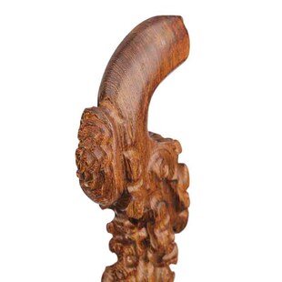 鸡翅木老人拐杖 红木拐杖实木质拐棍F 老年人整体灵芝根雕手杖定