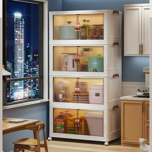 折叠多层收纳柜通l用衣柜特厚大容量厨具玩具书本收纳盒双开磁吸