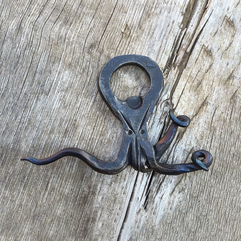 东际手作铁制锻造艺术章鱼开瓶器啤酒开启器W家具收藏摆件