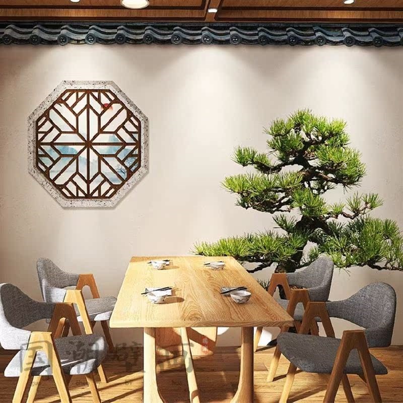 3d新中式传统风剧本店装饰墙C纸徽派马头墙建筑屋檐壁纸壁画