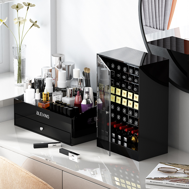 轻奢网红桌d面放口红收纳盒亚克力防尘娇兰立式N唇釉长管精致ins