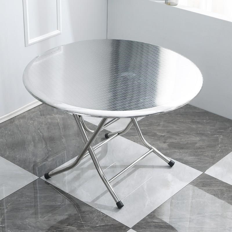 4H双层不锈钢i折叠桌圆桌饭桌圆形大圆桌圆台吃饭圆桌10人餐桌台