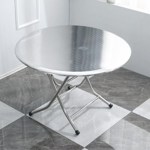 4H双层不锈钢i折叠桌圆桌饭桌圆形大圆桌圆台吃饭圆桌10人餐桌台