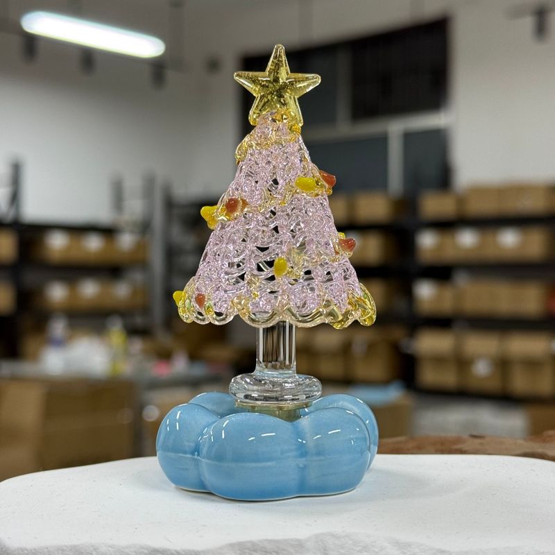 网红同款转转琉璃圣诞树摆件景德镇ins风圣诞桌面送礼摆设