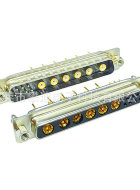 D-SUB连接器13W6公母180直插13PINM射频同轴端子实芯镀金针航空