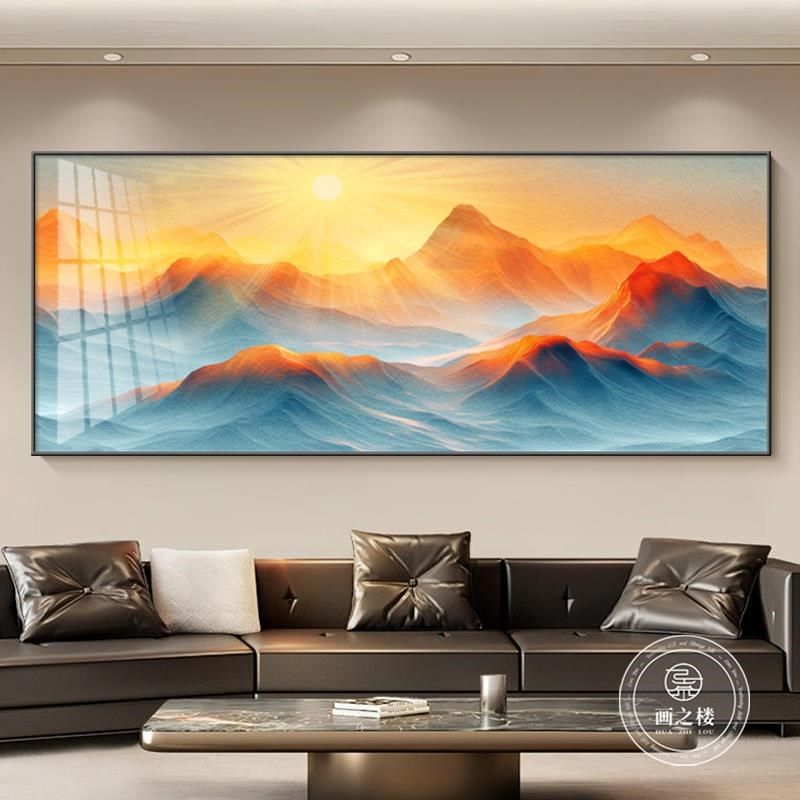 日照金山客d厅装饰画现代简约沙发背景墙挂画办公室有山无水靠山,家居饰品,现代装饰画,淘宝优惠券,粉丝福利购,淘宝优惠卷