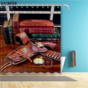 Vintabge Cowboy Bathroom Curtain Retro Pasture Waterproof Sh