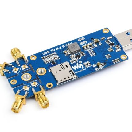 微雪5G DONGLE扩展板四天线USBA3.1接口M.2 Key B接口铝合金散热