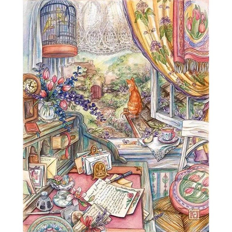 2022新款DIY方钻满钻钻石画少女卧室书桌窗外风景猫咪.贴钻十字绣,居家布艺,钻石绣,淘宝优惠券,粉丝福利购,淘宝优惠卷