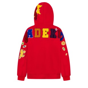 美式复古马年字母过肩绣连帽卫衣男宽松情侣装潮流开衫拉链外套