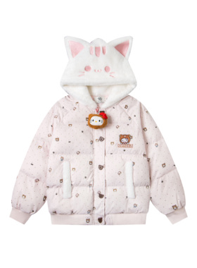 文文不乖原创凯蒂猫满印波点棉服挂件可爱小熊连帽秋冬加厚面包服