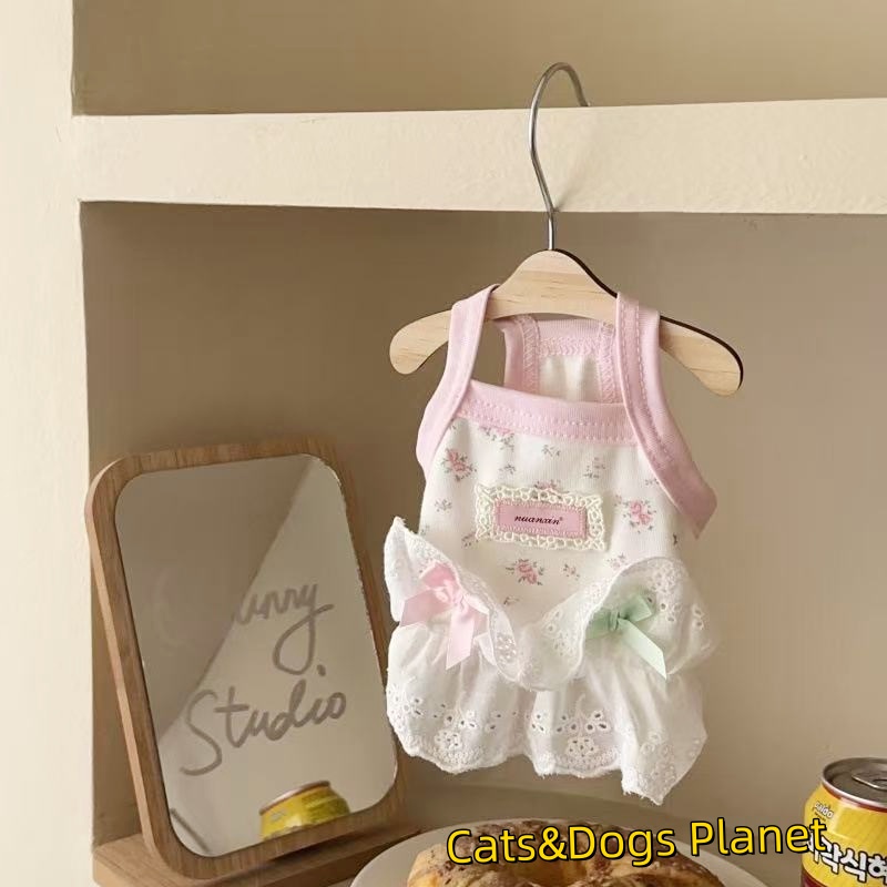 猫咪狗狗通用夏季防掉毛碎花苞吊带背心宠物小型犬金渐层泰迪比熊