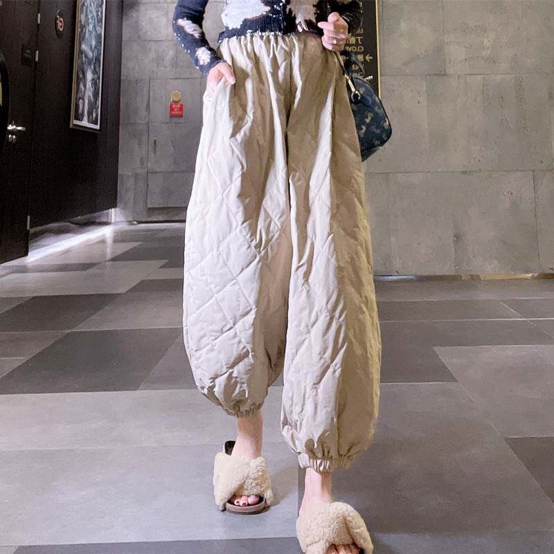 欧货羽绒裤女外穿宽松肥大高级感时髦洋气羽绒棉裤鸭绒冬季九分裤