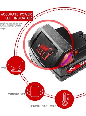 2pcs 6000mAh Li-ion Totol Battery for Milwaukee M18 48-11-18