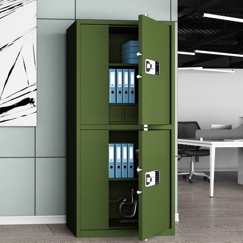 军绿色保密文件柜办公室电子密码铁皮矮M柜财务会计凭证档案柜