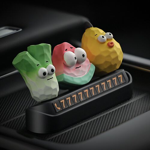 果蔬三傻汽车临时停车电话号码牌创F意车内L摆件挪车牌车载装饰用