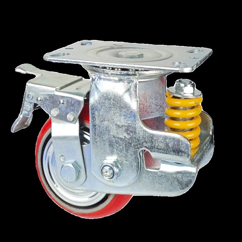 重型弹簧减震e脚轮4568寸铁芯聚氨酯耐磨pu轮S避震地刹器牵引大门,基础建材,脚轮/万向轮,淘宝优惠券,粉丝福利购,淘宝优惠卷