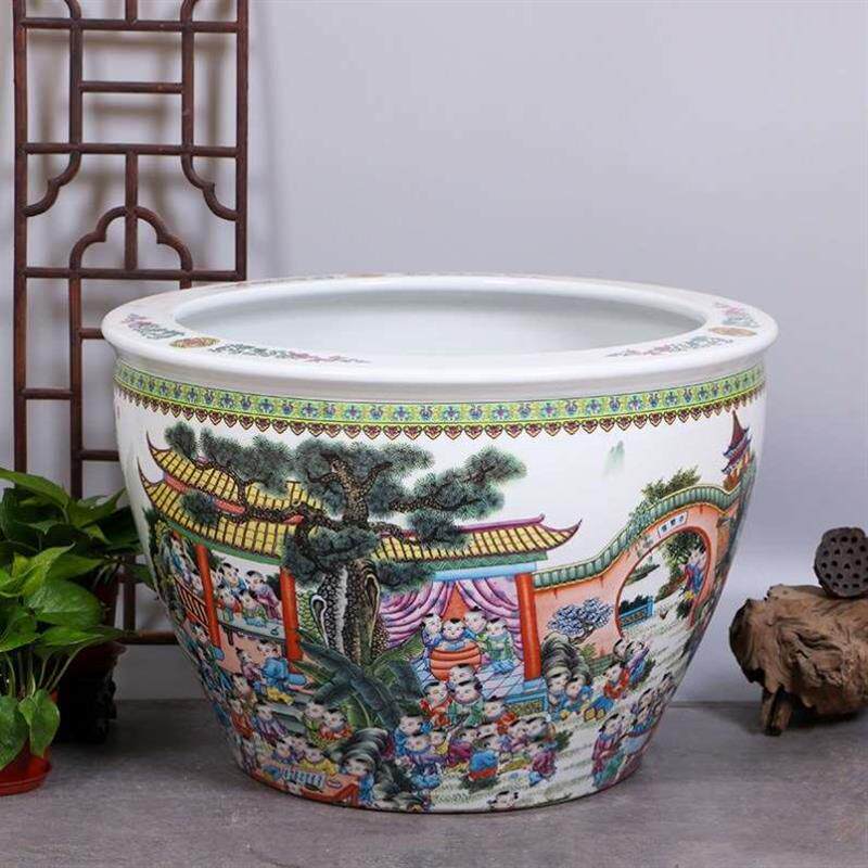 新款青花瓷花缸江西景德镇陶瓷花盆农村大水缸瓷缸养鱼青花瓷鱼缸