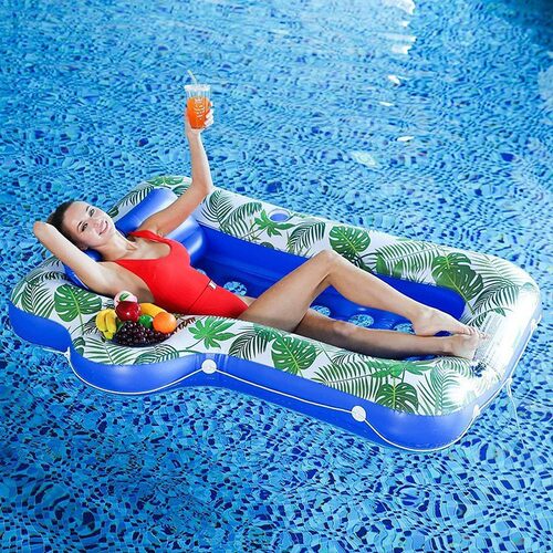 泳池充气洞洞浮床靠背躺椅水上成人晒黑池漂浮水床充气冰桶u型椅