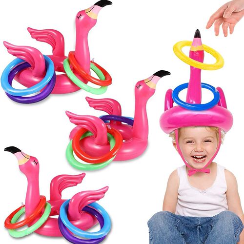 现货pvc充气火烈鸟 水上套圈投掷玩具充气火鸟套圈儿童投圈玩具