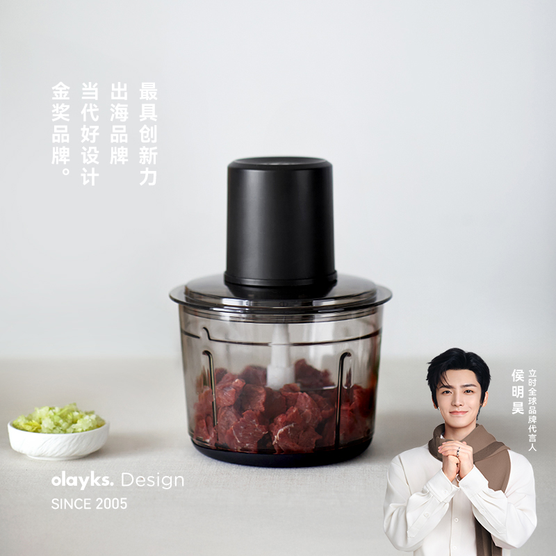 olayks立时绞肉机家用电动小型多功能全自动搅拌机碎肉打馅蒜泥机