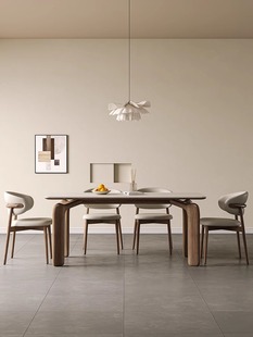 斯帝罗兰北欧家用实木岩板餐桌现代简约轻奢客厅胡桃木白蜡木长方