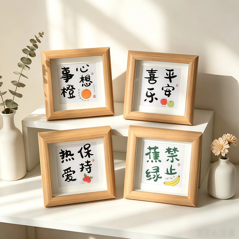 创意摆件工位情绪稳定神器办公室高级感桌面书法字画装裱相框摆件
