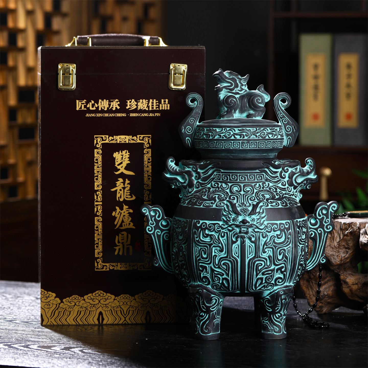 景德镇仿古陶瓷泡酒瓶 五斤装仿青铜鼎密封酒坛 5斤家用艺术酒壶