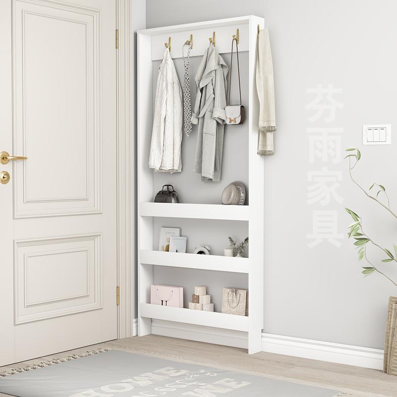 实木门后超薄挂衣架卧室门后置物架门后多层薄收纳柜极窄空间利用