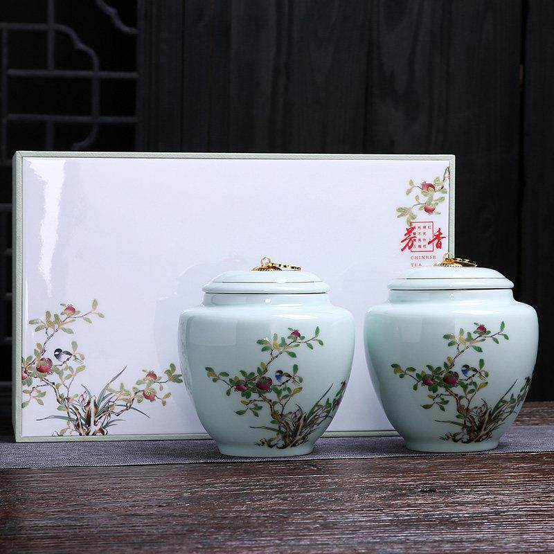陶瓷茶叶罐家用密封罐防潮罐茶叶包装盒子大中号茶仓存储罐子茶具