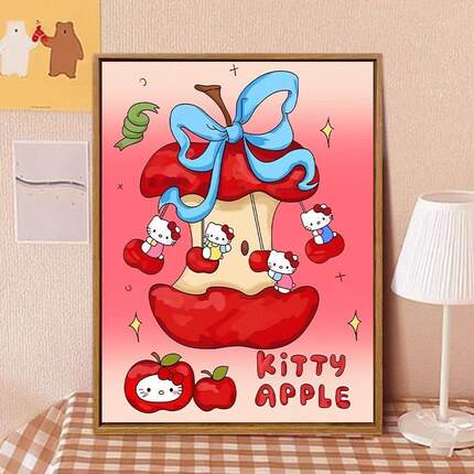 2025新款HelloKitty卡通可爱客厅卧室装饰画 画小众儿童房挂画 画