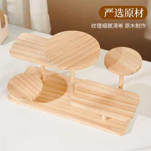 天秤座实木桌面置物架趣味展示化妆品手办家用多层盲盒收纳整理架